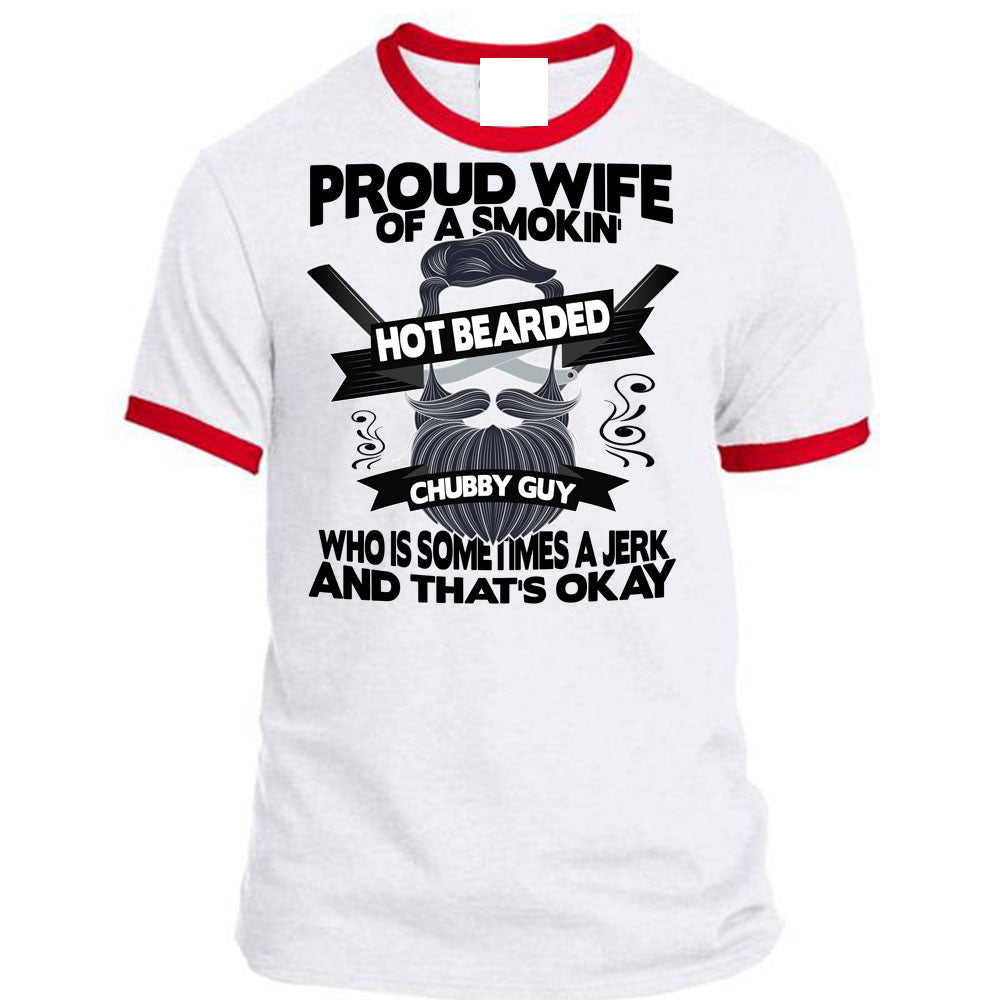 Proud Wife Of A Smoking Hot Bearded Chubby Guy T Shirt, I Love Husband –  Premium Fan Store