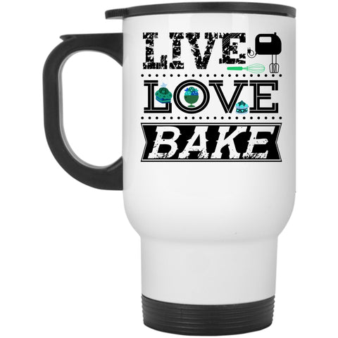 I Love Baking Travel Mug, Live Love Bake Mug